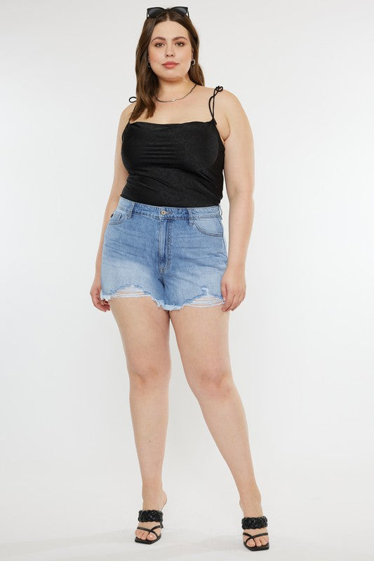 PLUS HIGH RISE MOM SHORTS