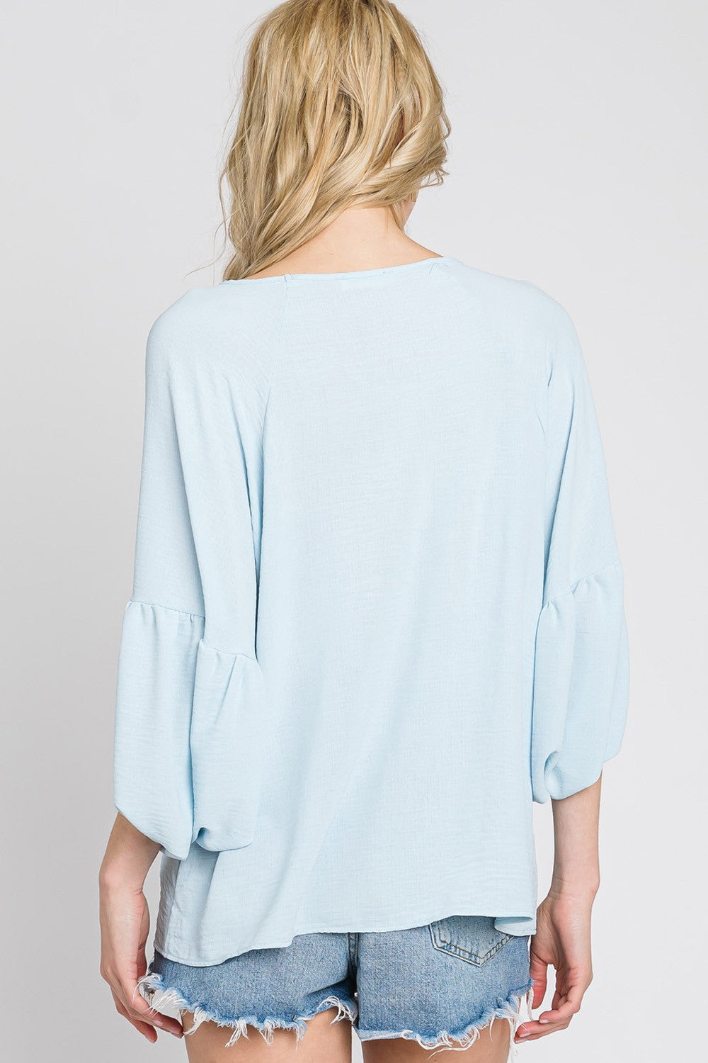 SOLID V-NECK BATWING LOOSE FIT TOP