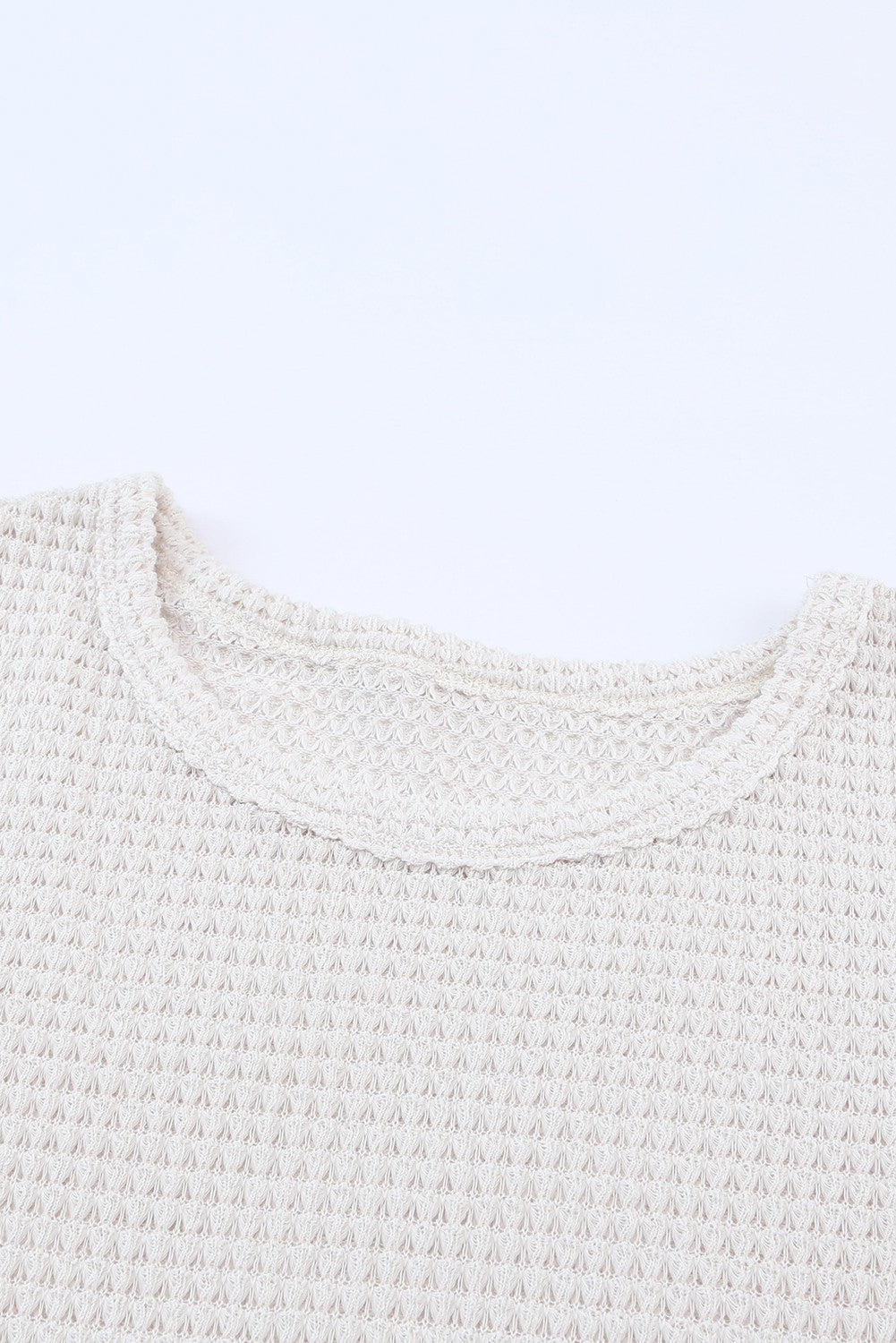 Beige Popcorn Waffle Puff Sleeve Top