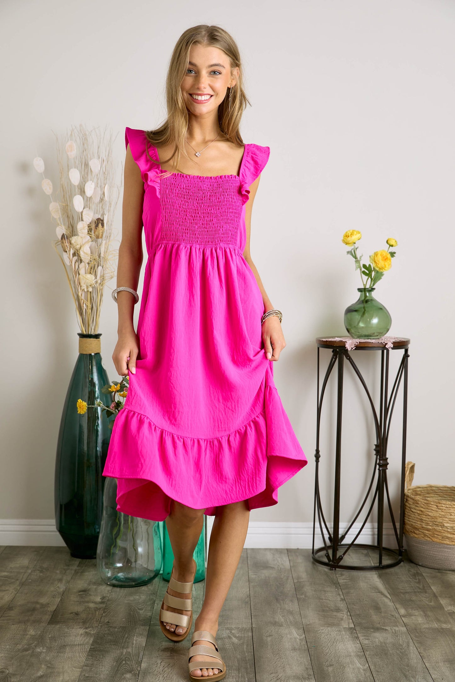 RUFFLE SLEEVE BABYDOLL DRESS TOP