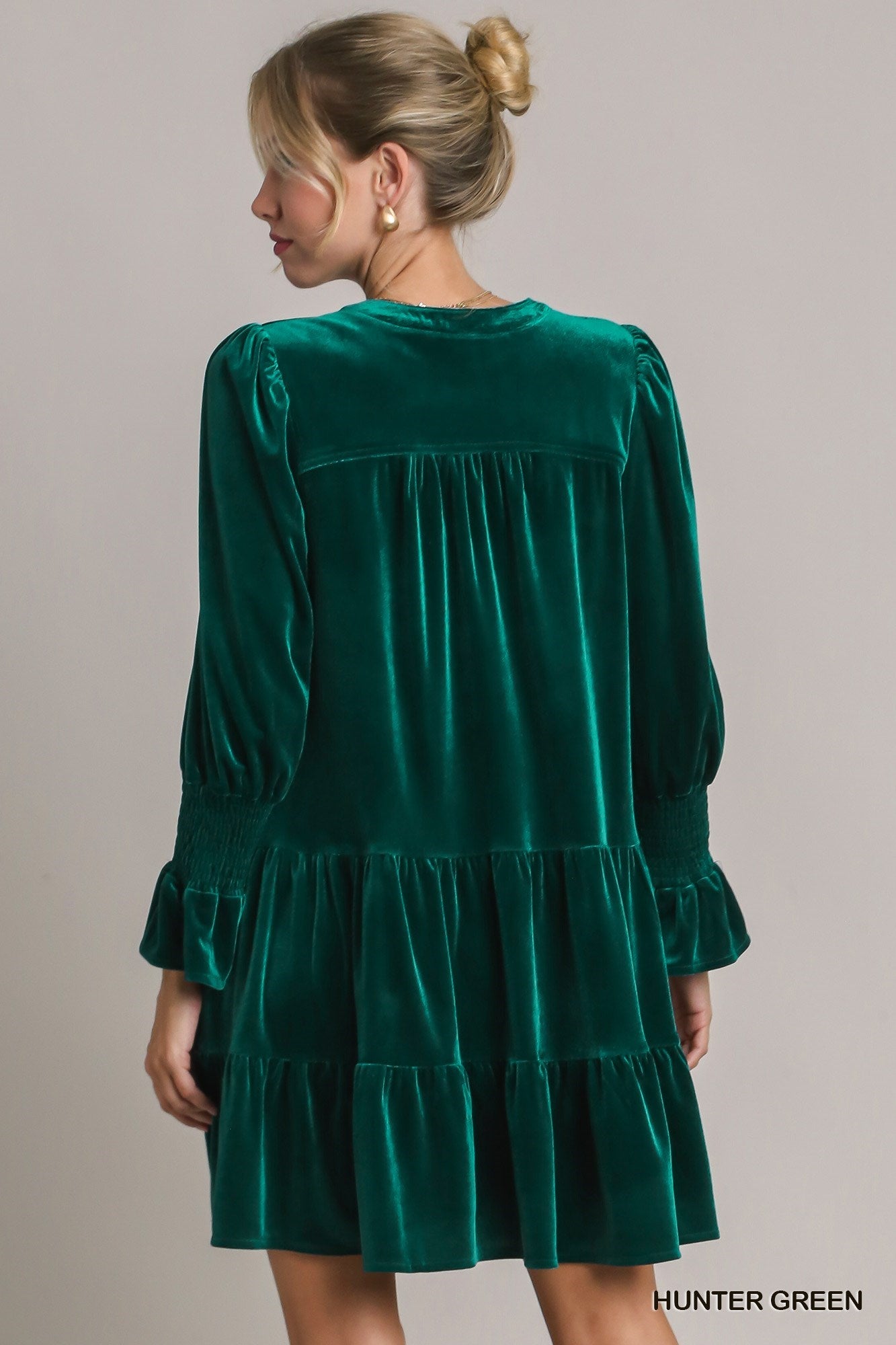 Velvet Notched Tiered Dress